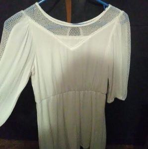 A laced shoulder white dress